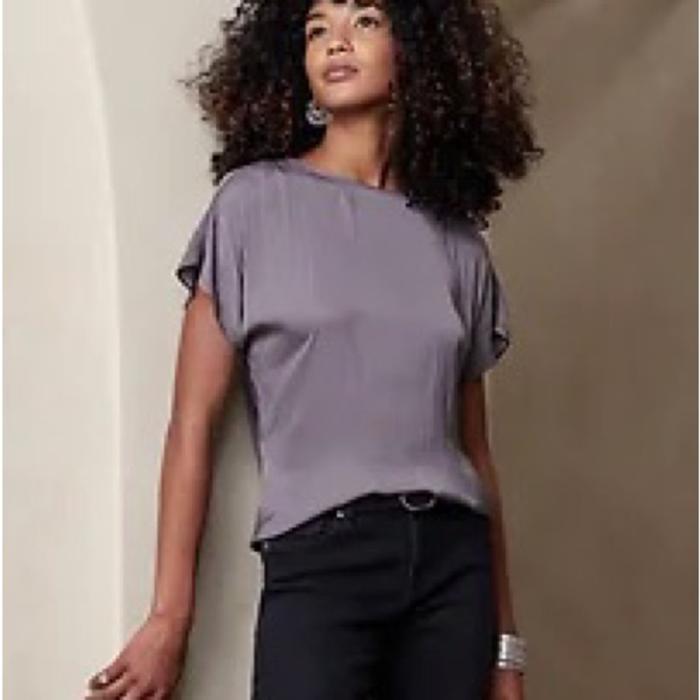 NWT Banana Republic Factory Cowl-Back Blouse, size Large, dusty amethyst